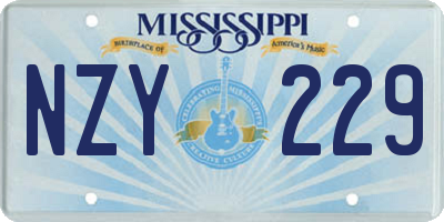 MS license plate NZY229
