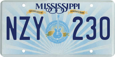 MS license plate NZY230