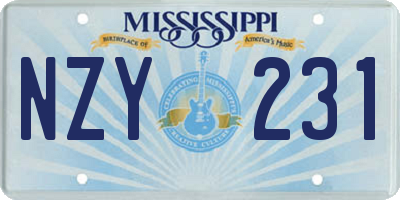MS license plate NZY231