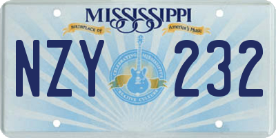 MS license plate NZY232