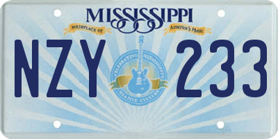 MS license plate NZY233