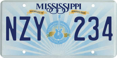 MS license plate NZY234