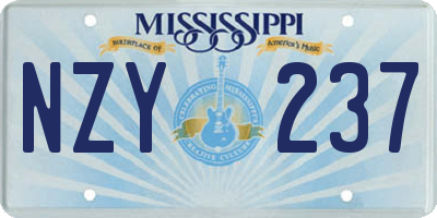 MS license plate NZY237