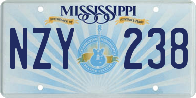 MS license plate NZY238