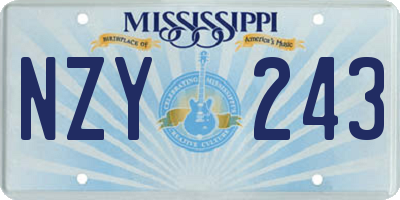 MS license plate NZY243