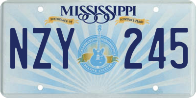 MS license plate NZY245