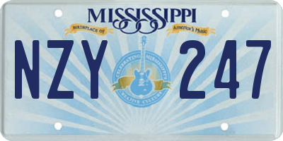 MS license plate NZY247
