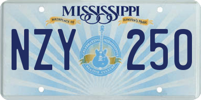 MS license plate NZY250