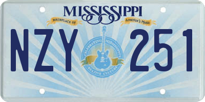 MS license plate NZY251