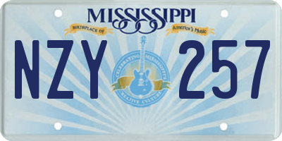 MS license plate NZY257