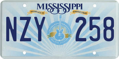 MS license plate NZY258