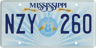 MS license plate NZY260