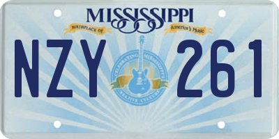 MS license plate NZY261