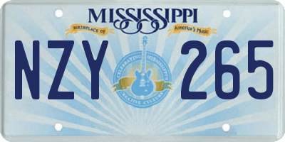 MS license plate NZY265