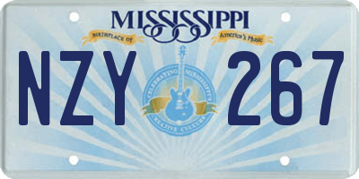 MS license plate NZY267