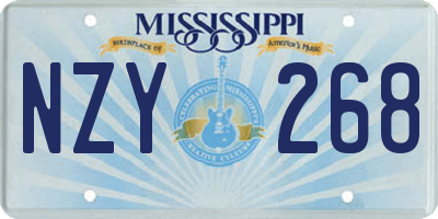 MS license plate NZY268