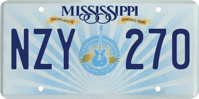 MS license plate NZY270