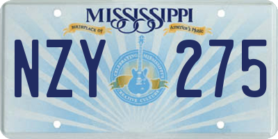 MS license plate NZY275