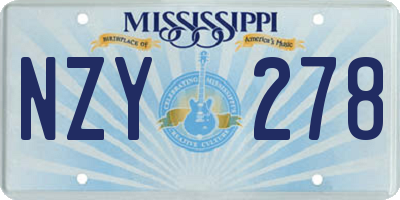 MS license plate NZY278