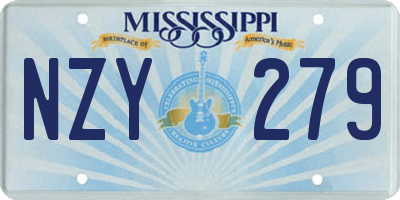 MS license plate NZY279