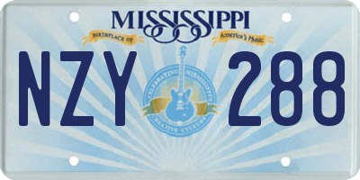 MS license plate NZY288
