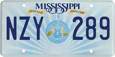 MS license plate NZY289