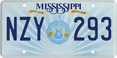 MS license plate NZY293