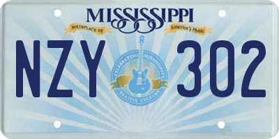 MS license plate NZY302