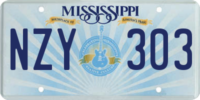 MS license plate NZY303