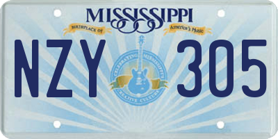 MS license plate NZY305
