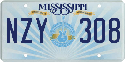 MS license plate NZY308