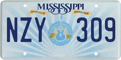 MS license plate NZY309
