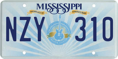 MS license plate NZY310