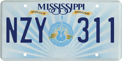 MS license plate NZY311
