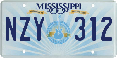 MS license plate NZY312