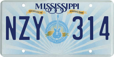 MS license plate NZY314