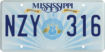 MS license plate NZY316