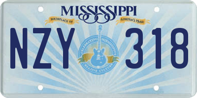 MS license plate NZY318