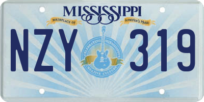 MS license plate NZY319