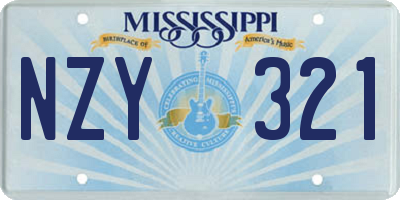 MS license plate NZY321