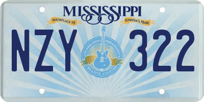 MS license plate NZY322