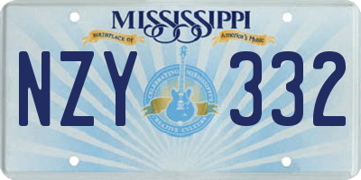MS license plate NZY332
