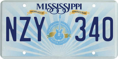 MS license plate NZY340