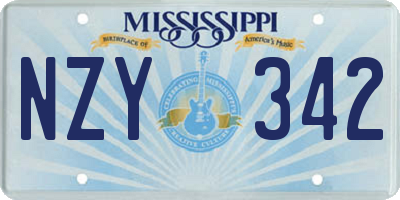 MS license plate NZY342
