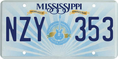 MS license plate NZY353
