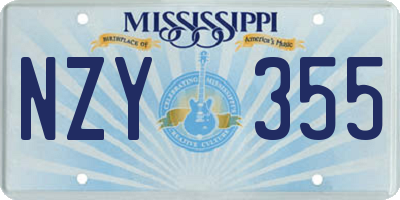 MS license plate NZY355
