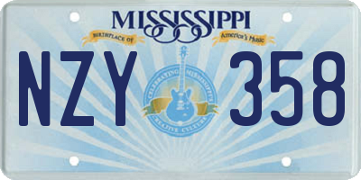 MS license plate NZY358