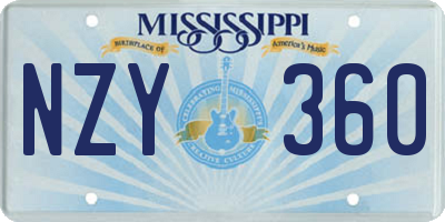 MS license plate NZY360