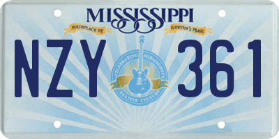 MS license plate NZY361