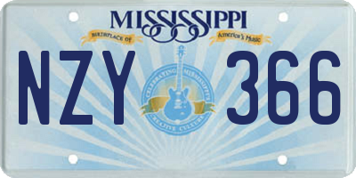 MS license plate NZY366